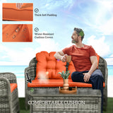 Poly Rattan 4 Pieces Garden Sofa Set With Glass-Top Table - Velmora