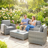 Poly Rattan 4 Pieces Garden Sofa Set With Loveseat and 2 Armchairs - Velmora