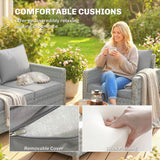 Poly Rattan 4 Pieces Garden Sofa Set With Loveseat and 2 Armchairs - Velmora