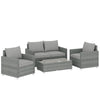 Poly Rattan 4 Pieces Garden Sofa Set With Loveseat and 2 Armchairs - Velmora
