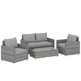 Poly Rattan 4 Pieces Garden Sofa Set With Loveseat and 2 Armchairs - Velmora