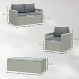 Poly Rattan 4 Pieces Garden Sofa Set With Wood Top Table - Velmora