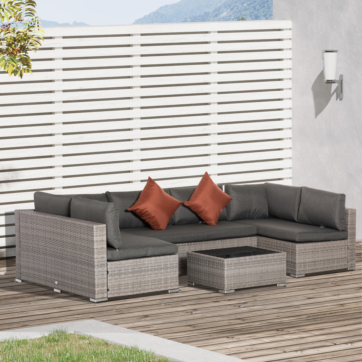 Poly Rattan 4 Pieces Half Square Garden Sofa Set - Velmora