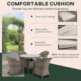 Poly Rattan 4 Seater Garden Dining Set With Parasol Hole And Cushions - Velmora