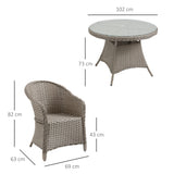 Poly Rattan 4 Seater Garden Dining Set With Parasol Hole And Cushions - Velmora