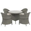 Poly Rattan 4 Seater Garden Dining Set With Parasol Hole And Cushions - Velmora