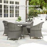 Poly Rattan 4 Seater Garden Dining Set With Parasol Hole And Cushions - Velmora