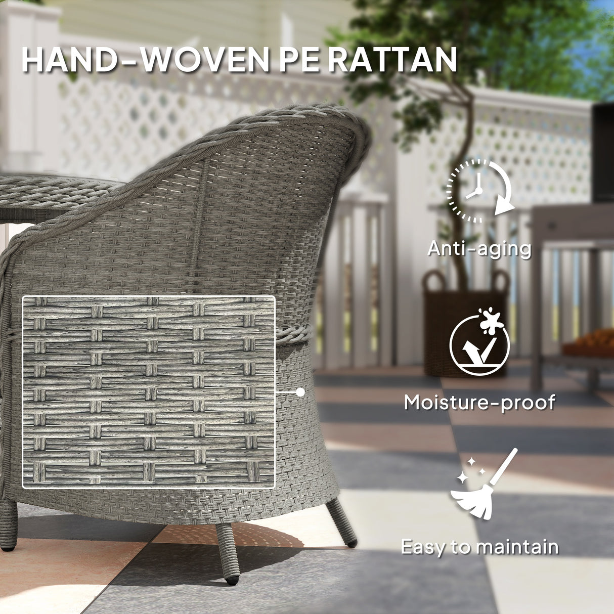 Poly Rattan 4 Seater Garden Dining Set With Parasol Hole And Cushions - Velmora