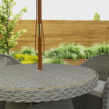 Poly Rattan 4 Seater Garden Dining Set With Parasol Hole And Cushions - Velmora