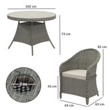 Poly Rattan 4 Seater Garden Dining Set With Parasol Hole And Cushions - Velmora
