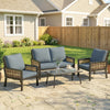 Poly Rattan 4 Seater Garden Sofa Set With 2 Armchairs And Coffee Table - Velmora