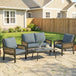 Poly Rattan 4 Seater Garden Sofa Set With 2 Armchairs And Coffee Table - Velmora