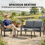 Poly Rattan 4 Seater Garden Sofa Set With 2 Armchairs And Coffee Table - Velmora
