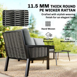 Poly Rattan 4 Seater Garden Sofa Set With 2 Armchairs And Coffee Table - Velmora