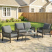 Poly Rattan 4 Seater Garden Sofa Set With 2 Armchairs And Coffee Table - Velmora