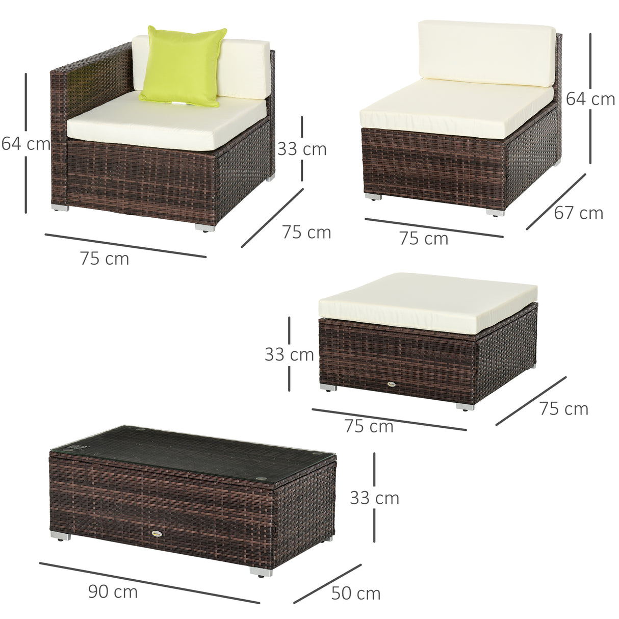 Poly Rattan 4 Seater Garden Sofa Set With Coffee Table - Velmora