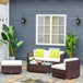 Poly Rattan 4 Seater Garden Sofa Set With Coffee Table - Velmora
