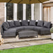 Poly Rattan 4 Seater Half-Round Garden Sofa Set With Coffee Table - Velmora