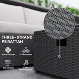 Poly Rattan 5 Piece Garden Sofa Set With Gas Fire Pit Table and Footstool - Velmora