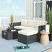 Poly Rattan 5 Piece Garden Sofa Set With Gas Fire Pit Table and Footstool - Velmora