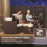 Poly Rattan 5 Piece Garden Sofa Set With Gas Fire Pit Table and Footstool - Velmora