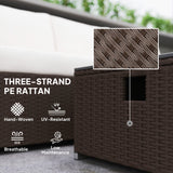 Poly Rattan 5 Piece Garden Sofa Set With Gas Fire Pit Table and Footstool - Velmora