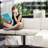 Poly Rattan 5 Piece Garden Sofa Set With Gas Fire Pit Table and Footstool - Velmora