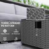 Poly Rattan 5 Piece Garden Sofa Set With Gas Fire Pit Table and Footstool - Velmora