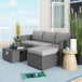 Poly Rattan 5 Piece Garden Sofa Set With Gas Fire Pit Table and Footstool - Velmora