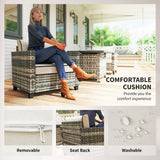Poly Rattan 5 Pieces 4 Seater Garden Furniture Set With Gas Fire Pit Table - Velmora