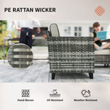 Poly Rattan 5 Pieces 4 Seater Garden Furniture Set With Gas Fire Pit Table - Velmora
