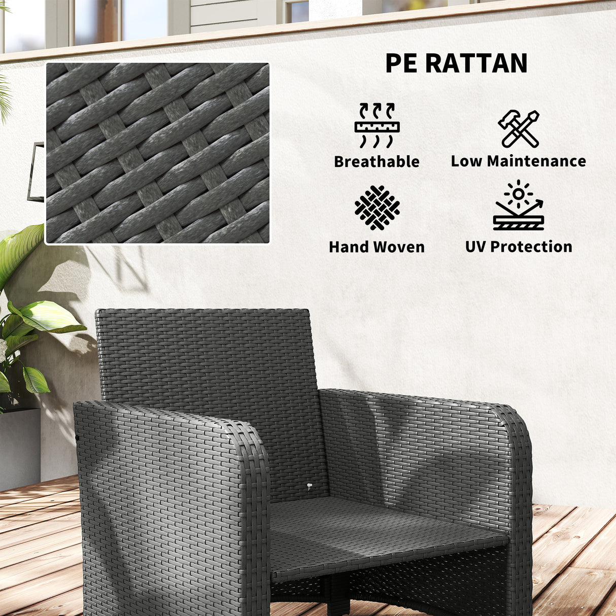 Poly Rattan 5 Pieces Garden Sofa Set With 2-Tier Coffee Table And Ottomans - Velmora