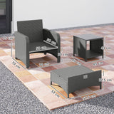 Poly Rattan 5 Pieces Garden Sofa Set With 2-Tier Coffee Table And Ottomans - Velmora