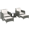 Poly Rattan 5 Pieces Garden Sofa Set With 2-Tier Coffee Table And Ottomans - Velmora