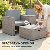 Poly Rattan 5 Pieces Garden Sofa Set With Storage Table And Footstools - Velmora