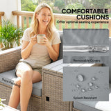 Poly Rattan 5 Pieces Garden Sofa Set With Storage Table And Footstools - Velmora