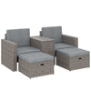 Poly Rattan 5 Pieces Garden Sofa Set With Storage Table And Footstools - Velmora