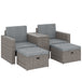 Poly Rattan 5 Pieces Garden Sofa Set With Storage Table And Footstools - Velmora