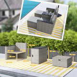 Poly Rattan 5 Pieces Garden Sofa Set With Storage Table And Footstools - Velmora
