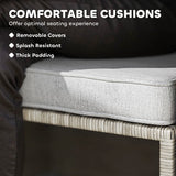 Poly Rattan 5 Pieces Garden Sofa Set With Storage Table And Footstools - Velmora