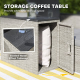 Poly Rattan 5 Pieces Garden Sofa Set With Storage Table And Footstools - Velmora