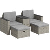 Poly Rattan 5 Pieces Garden Sofa Set With Storage Table And Footstools - Velmora