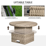 Poly Rattan 5 Pieces Round Garden Daybed With Cushions - Velmora