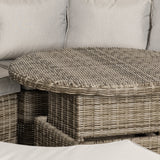 Poly Rattan 5 Pieces Round Garden Daybed With Cushions - Velmora