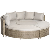 Poly Rattan 5 Pieces Round Garden Daybed With Cushions - Velmora