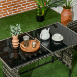 Poly Rattan 5 Seater Garden Furniture Set With Glass Table and Cushions - Velmora
