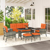 Poly Rattan 5 Seater Garden Furniture Set With Glass Table and Cushions - Velmora