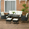 Poly Rattan 5 Seater Garden Furniture Set With Glass Table and Cushions - Velmora