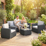 Poly Rattan 5 Seater Garden Sofa Set With Wide Armrests and Pillows - Velmora