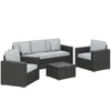 Poly Rattan 5 Seater Garden Sofa Set With Wide Armrests and Pillows - Velmora